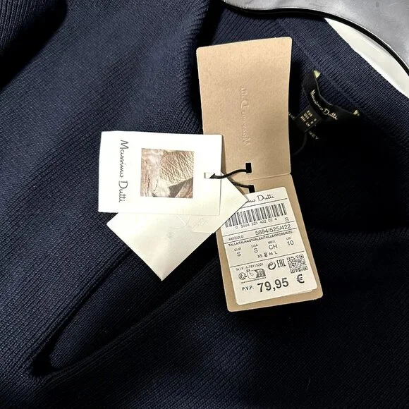 NWT Massimo Dutti Navy V Neck Sweater With Bell Sleeves Gold Buttons Size Small - Picture 5 of 8